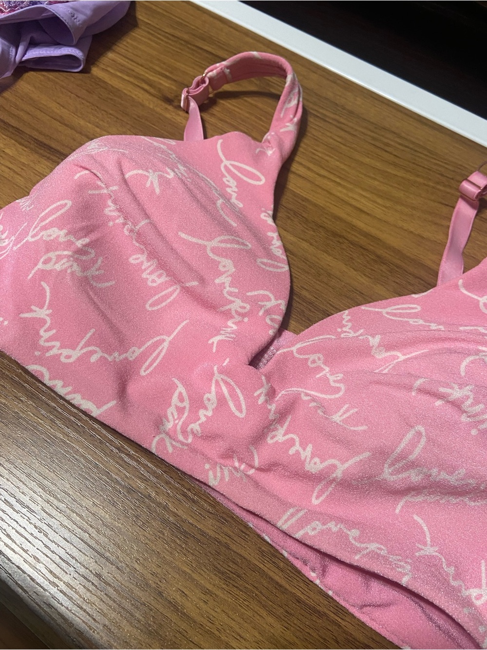 Large Pink Victorias Secret Wireless Bralette Bra